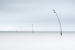 Texel, vispalen in harde wind, Waddenzee bij de "IJzeren Kaap" [TX0_0234www]